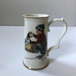 Vintage Norman Rockwell Ceramic Oversized Mug - Boy with Dog